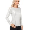 Anna-Kaci Women's Long Sleeve Sequin Top with Crew Neck and Fitted Silhouette - 2 of 4