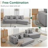 133" Lamb Velvet Convertible 3-Seater L-Shaped Sectional Sofa, Foldable - 2 of 4