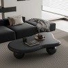 Okak Modern Cloud Shaped Coffee Table Curved Profile Design Coffee Table with Cylindrical Legs - 3 of 4