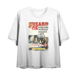 Wizard Of Oz Distressed Movie Cast Poster Women's Crew Neck Short Sleeve Crop Tee - 1 of 2
