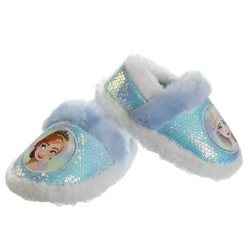 Disney Frozen Girl Slippers - Elsa and Anna Plush Lightweight Warm Comfort Soft Aline House Shoes  Blue Purple (sizes 5-12 Toddler-Little Kid), 3 of 9