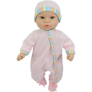 14" Sweet and Happy Baby - Pink with Stripes Pajamas