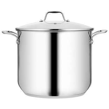 24 Quart Tri-Ply Stainless Steel Stockpot w Cover- Commercial Grade Canning  Pot, Gourmet Cooking Sauce Pot, Dishwasher Safe, Induction Compatible,  Nonstick Interior, Stay-Cool Handles - Camerons Products