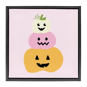 Stupell Industries Pastel Happy Jack-o-Lanterns Floating Frame Canvas Art - 1 of 4