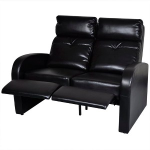 vidaXL 2-Seater Sofa – Modern Reclining Armchair with Wide Seats, Black Faux Leather Upholstery, for Living Room, Cinema Rooms, and Offices - 1 of 4