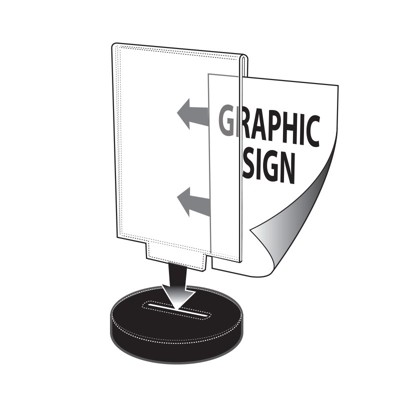 Clear Acrylic Vertical Desktop Holder with Weighted Round Base, 8.5" x 11"