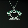 Palm Tree Necklace for Women Green Fire Opal Sterling Silver Ginger Lyne Collection - image 2 of 4