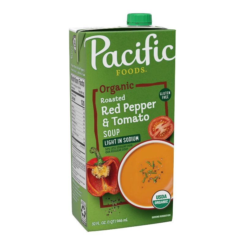 Pacific Foods Organic Gluten Free Light in Sodium Roasted Red Pepper and Tomato Soup - 32oz, 1 of 13