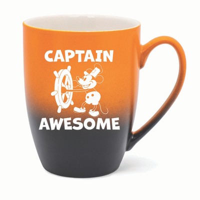 Elanze Designs Captain Awesome Two Toned Ombre Matte 10 ounce New Bone China Coffee Tea Cup Mug, Orange and Black
