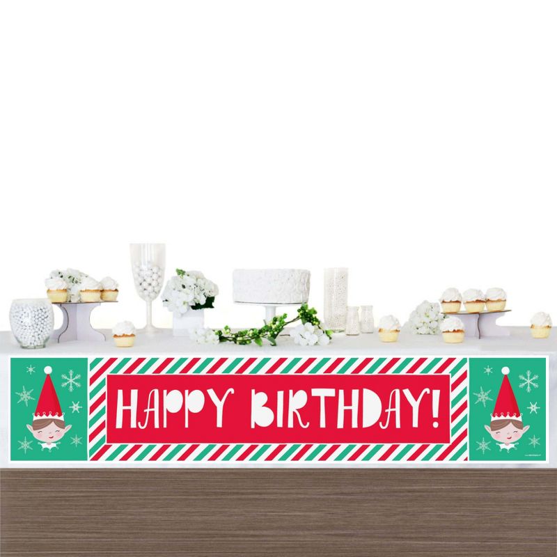 Big Dot of Happiness Elf Squad - Kids Elf Christmas and Happy Birthday Decorations Party Banner, 3 of 8