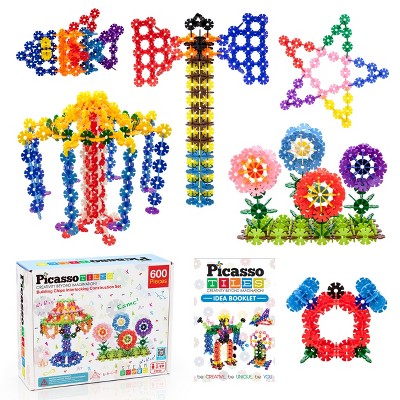 PICASSO-TILES 600 PC  Rainbow Interlocking Building Chip, STEM Toys for Kids 3+