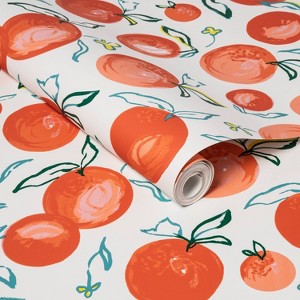 Peaches Peel & Stick Wallpaper Peach - Opalhouse™: Removable Vinyl, Botanical Fruit Pattern, 27.5 Sq Ft Coverage - 1 of 4