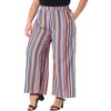 Agnes Orinda Women's Plus Size Boho Palazzo Elastic Waist Stripe Wide Leg Lounge Pants - 2 of 4