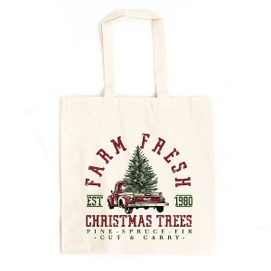 City Creek Prints Farm Fresh Truck And Tree Canvas Tote Bag - 15x16 - Natural - 1 of 2