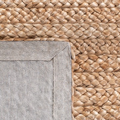 Handwoven Natural Fiber 6' Square Braided Stripe Area Rug