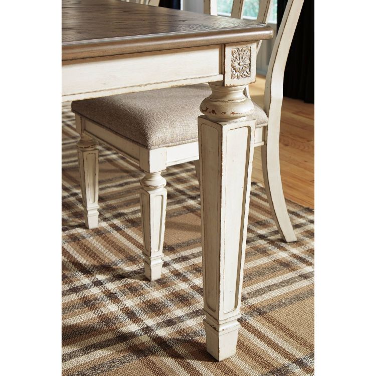 Realyn Rectangular Extendable Dining Table Chipped White: Seats 8, French Country Style - Signature Design by Ashley, 5 of 12