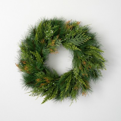 Artificial Mixed Pine & Juniper Wreath Green 24