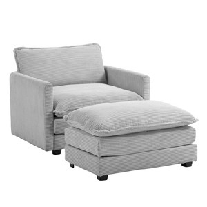 41.34" Corduroy Oversized Accent Chair, Sofa Chair with Ottoman and Large Seat, Modern Armchair Reading Chairs for Bedroom Living Room - 1 of 4