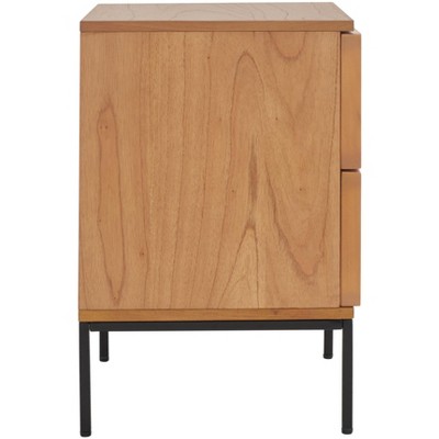 Natural Rattan and Black 2-Drawer Nightstand