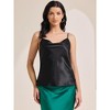 INSPIRE CHIC Women's Satin Cowl Neck Sleeveless Spaghetti Strap Summer Camisole - 3 of 4