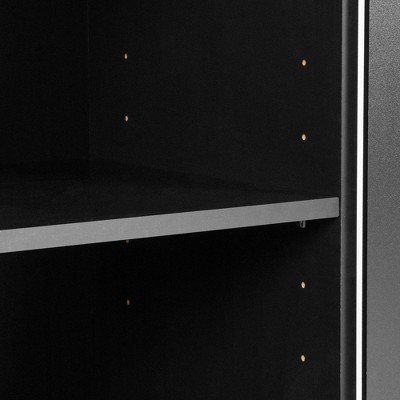 Pure Black Freestanding Office Storage Cabinet with Adjustable Shelving