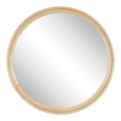 Hatherleigh 24" Natural Wood Round Bathroom Vanity Mirror