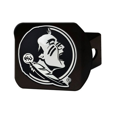 NCAA Florida State Seminoles University Chrome Metal Hitch Cover - Black