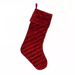 HGTV Home Collection Quilted Christmas Stocking, Red, 10in