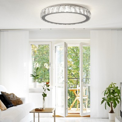 19.70"Crystal LED Ceiling Light, 19.7-Inch Flush Mount, 45W Dimmable Modern Fixture, Energy-Saving, Perfect for Living Room, Bedroom, Chrome