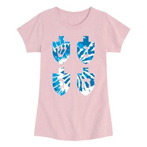 Girls' - Instant Message - Tie Dye Dreidels Fitted Short Sleeve Graphic T-Shirt - 1 of 4