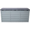 All-weather rolling storage bin—lockable 75-gallon capacity protects patio furniture/pool gear from sun/rain with reinforced resin construction. - 3 of 4