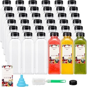 Plastic Juicing Bottles with Caps, 20-Piece 16oz Clear Drink Containers for Smoothies - 1 of 4