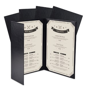 WeChef Restaurant Menu Covers 8.5x14" 2 Page & 4.25x14" Half Page PU Leather Angled Corner for Wine List Bar Hotel 5 Pcs - 1 of 4