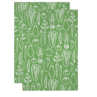 2pk Jacquard Insalata Print Kitchen Towel Green - MU Kitchen