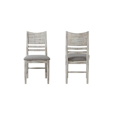 Set of 2 Modern Rustic Side Chair Weathered White - Intercon