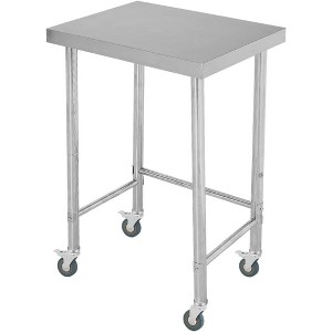Silver Stainless Steel Utility Work Tables  with Open Base Single Tier, Kitchen Prep Table for Restaurant, Garage, Workshop - 1 of 4