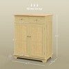 Kitchen Storage Cabinet, Sideboard Floor Cupboard with Solid Wood Top, Adjustable Shelf, and 2 Drawers - 3 of 4