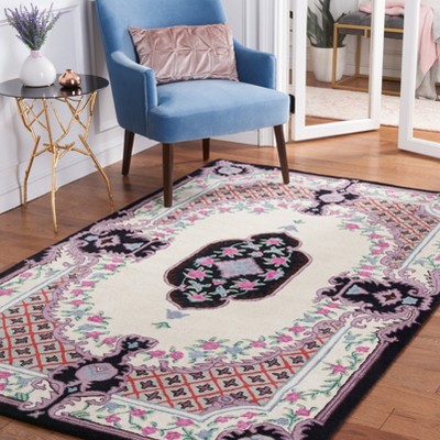 Handmade Tufted Black Wool Rectangular Area Rug - 59"x8"