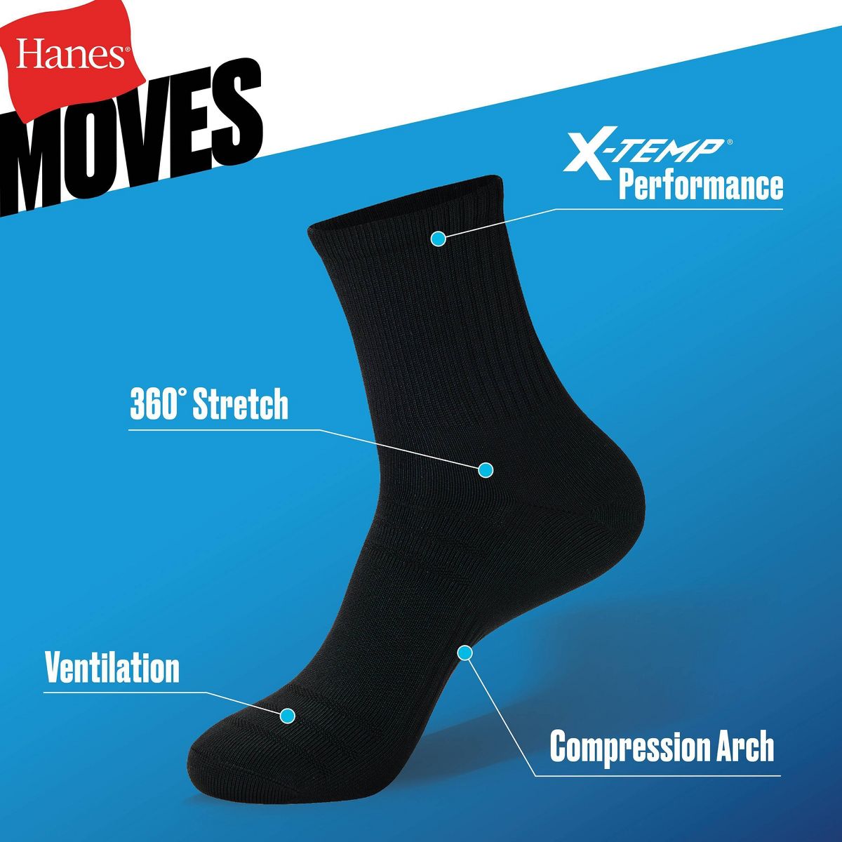 Hanes Men's Stretch Crew Socks 3pk - thumbnail 9