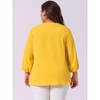 Agnes Orinda Women's Plus Size Stylish Tie Neck 3/4 Ruffle Sleeves Work Office Blouses - 4 of 4