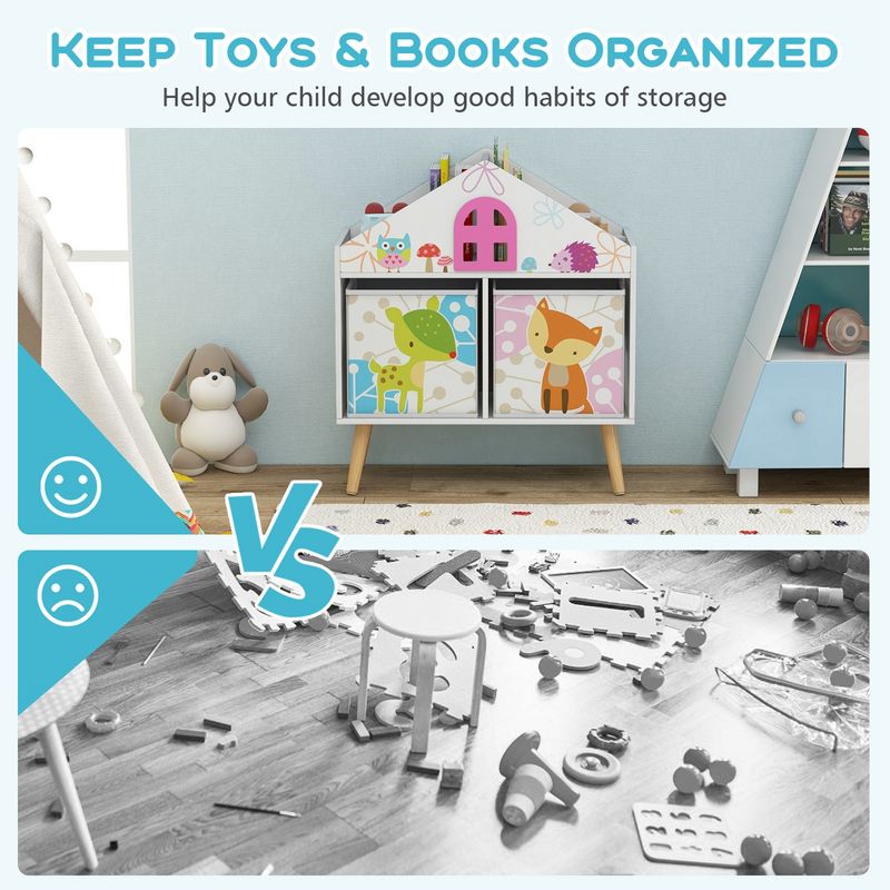 Costway Kids Dollhouse Bookshelf Toddler Book & Toy Storage Display Organizer Ideal Gift, 5 of 11