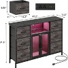 6 Drawer Dresser for Bedroom with Charging Station & LED Light,  Adjustable Feet, Anti-Tip TV Stand for 60" TV, Fabric Chest of Drawer - 3 of 4