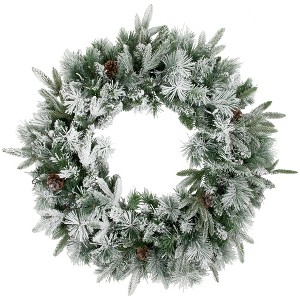 Northlight Real Touch™ Flocked Rosemary Emerald Angel Pine Artificial Christmas Wreath - 30-Inch, Unlit - 1 of 4