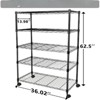 FONTOI Storage Racks, 5-Tier Shelving Unit with Wheels and Adjustable Feet, Wire Storage Organizers for Garage Kitchen, Black, 36.02"*62.5"*13.98" - 3 of 4