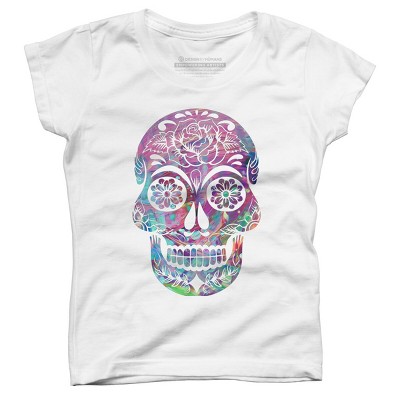 Girl's Design By Humans Halloween Sugar Skull By honeytree T-Shirt