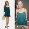 EXLURA Womens Summer Romper Dress 2025 V Neck Spaghetti Strap Pleated Shorts Jumpsuit Beach Vacation Outfits with Pockets - 2 of 4