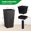 30” Tall Rattan Planter Set of 2,  Water Monitor, Wheels & 2 Trays, Large Indoor/Outdoor Pots for Patio, Porch, Living Room, Brown - 2 of 4