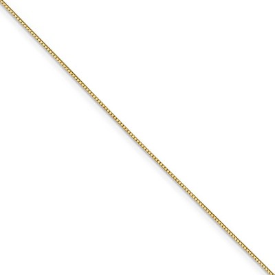 Black Bow Jewelry 0.8mm 14k Yellow Gold Solid Box Chain Lobster Clasp Necklace