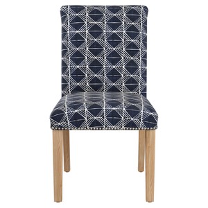 Shelly Nail Button Dining Chair Block Print Indigo with Pewter Nail Buttons - Cloth & Co., Block Print Blue
