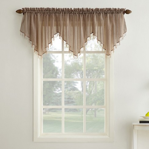 Awesome voile valance 24 X51 Erica Crushed Sheer Voile Beaded Ascot Curtain Valance Taupe No 918 Target